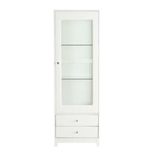 Modern Upholstered Glass Display Cabinet With Adjustable LED Light - White