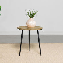 Pilar - Round Solid Wood Top End Table - Natural And Black