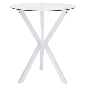 Denali - Round Glass Top Bistro Bar Table - Chrome