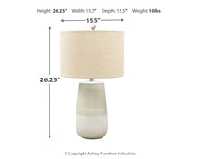 Shavon - Beige / White - Ceramic Table Lamp