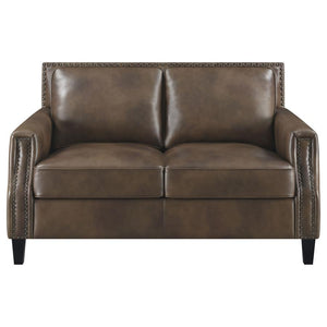 Leaton - Upholstered Recessed Arm Loveseat - Brown Sugar