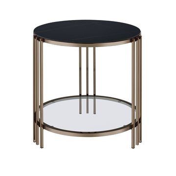 Zaidee - End Table - Sintered Stone & Champagne