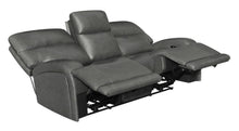 Longport - Upholstered Power Sofa - Grain Leather - Charcoal