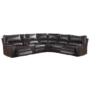 Saul - Power Motion Sectional Sofa - Espresso Leather-Aire