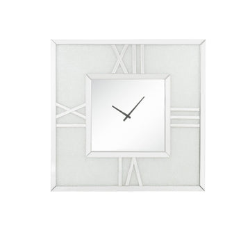 Noralie - Wall Clock With LED - Mirrored & Faux Diamonds