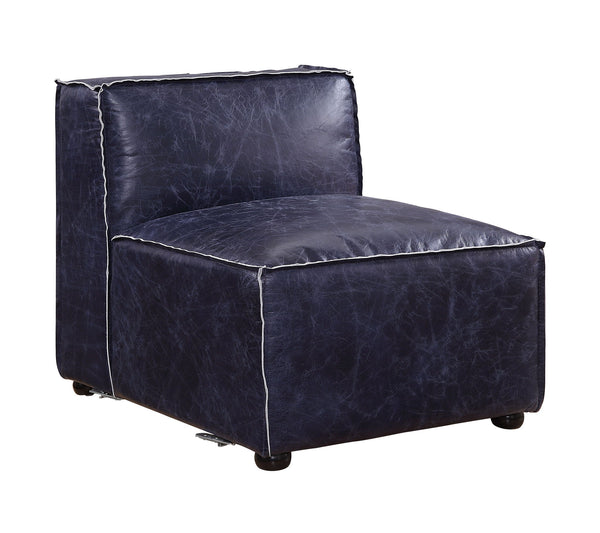 Birdie Modular Armless Chair Vintage Blue Top Grain Leather