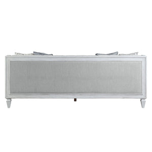 Katia - Sofa With 4 Pillows - Light Gray Linen & Weathered White
