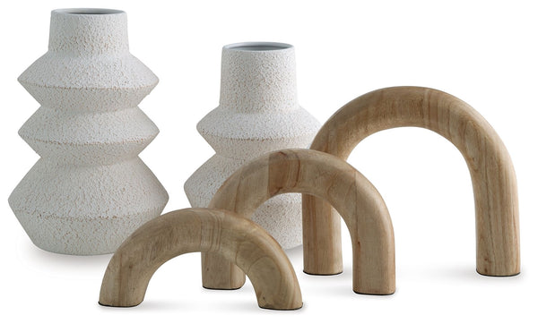 Maddwarth Accessory Set (Set of 5) White / Natural Brown