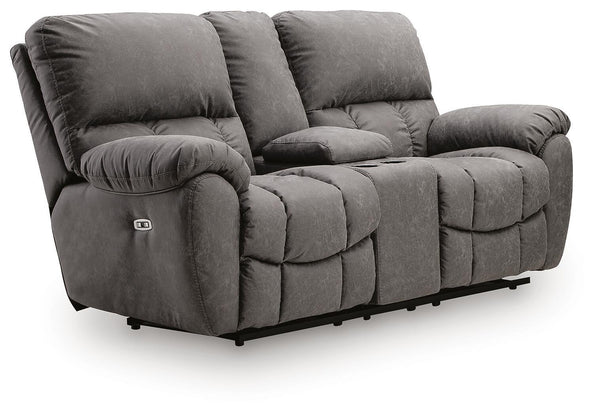 Bakerstein Power Reclining Loveseat/Console/Adjustable Headrest Galaxy