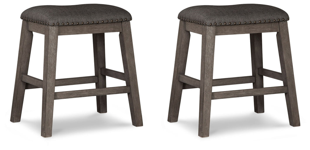 Caitbrook - Upholstered Stool (Set of 2) - Gray