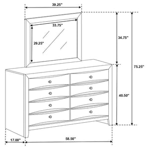 Briana - Rectangular 8-drawer Dresser With Mirror - Black