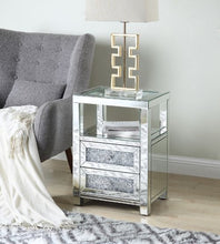 Noralie - Accent Table - Clear Glass, Mirrored & Faux Diamonds - 26"