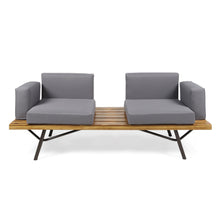 Outdoor Sofa With Cushions And Iron Legs - Natural / Gray