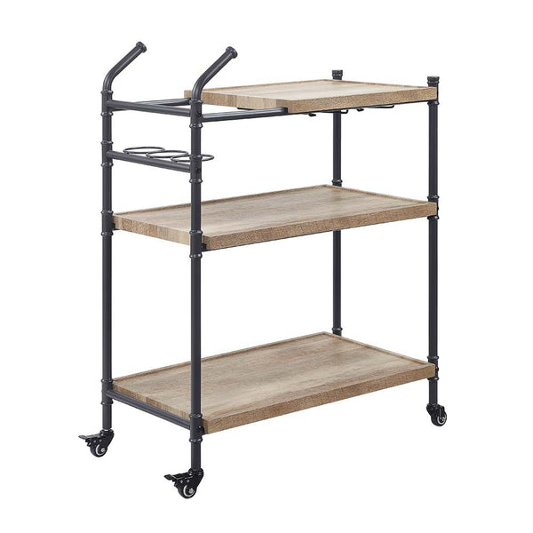 Brantley Serving Cart Oak & Sandy Black