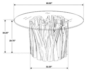 Asbury - Round Glass Top Dining Table - Teak Brown