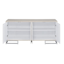 Panos - Console Cabinet - White Marble Print & Chrome