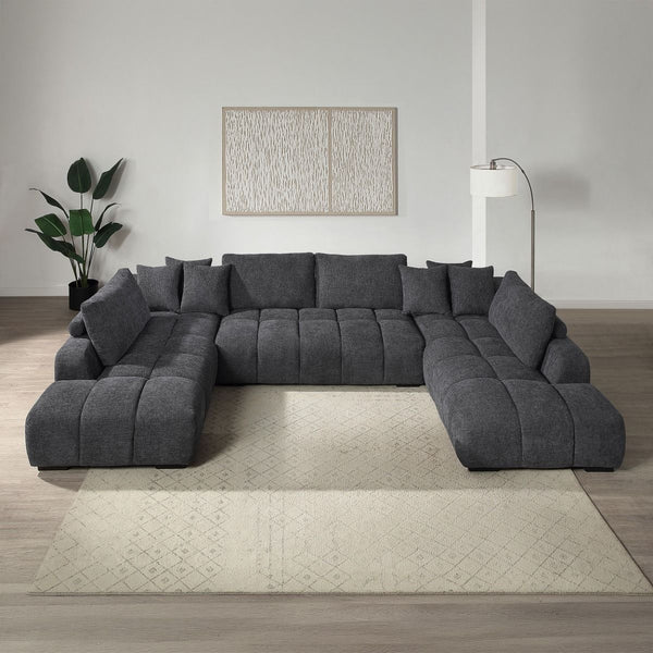 Chosen Sectional Sofa With 6 Pillows Gray Chenille