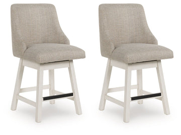 Robbinsdale - Upholstered Swivel Curved Back Barstool (Set of 2) - Antique White