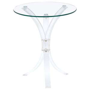 Laning - Round Glass Top Acrylic Side Table - Clear