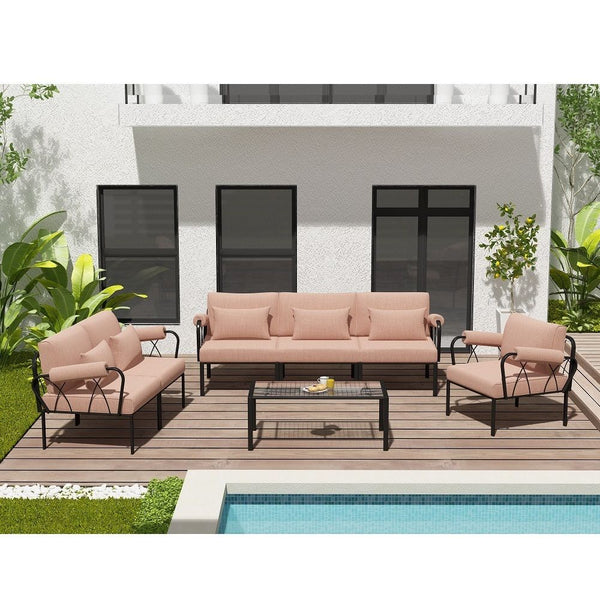 Rajni Patio Armless Chair Pink Fabric & Black