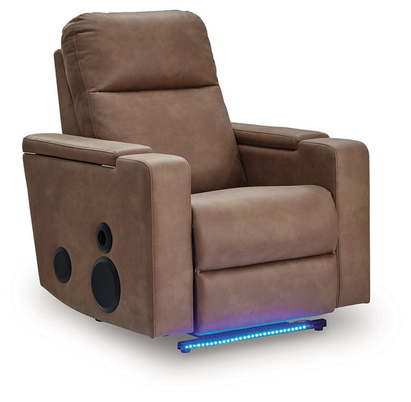 Lorrenton Glider Power Recliner With Audio System Caramel