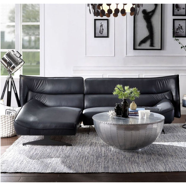 Maeko Sectional Sofa Dark Gray Top Grain Leather