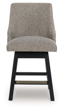 Neymorton - Dark Grayish Brown - Upholstered Swivel Barstool (Set of 2)