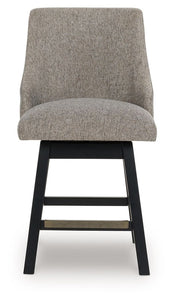 Neymorton - Dark Grayish Brown - Upholstered Swivel Barstool (Set of 2)
