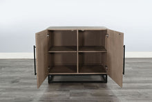 Wood Accent Cabinet With Chevron Doors And Metal Base - Wheat