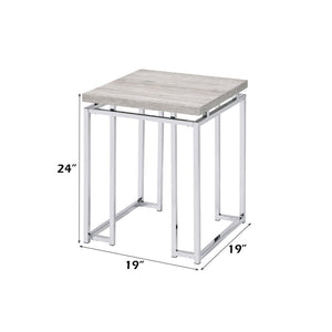 Chafik - End Table - Natural Oak & Chrome