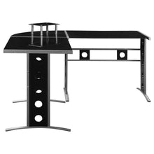 Keizer - 3 Piece L-Shape Office Desk Set - Black And Silver