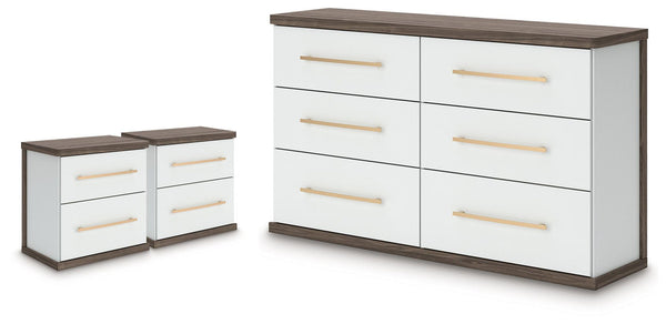 Kendanport 3 Pc. Dresser And 2 Nightstands Brown / White