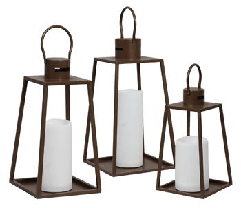 Elmsworth Indoor/Outdoor Lantern Set (Set of 3) Brown