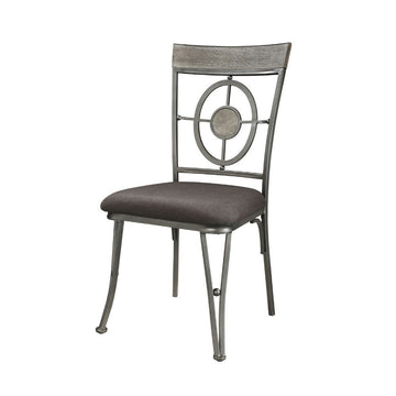 Landis - Side Chair (Set of 2) - Brown Fabric & Gunmetal