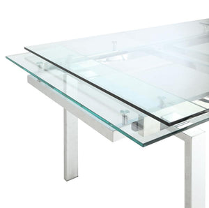 Wexford - Glass Top Extension Leaf Dining Table - Chrome