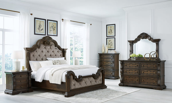 Maylee upholstered bedroom set at Savon Furniture Gallery, Visalia CA