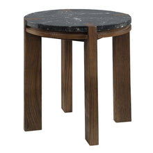 Estella - End Table With Natural Marble Top - Black Top & Walnut