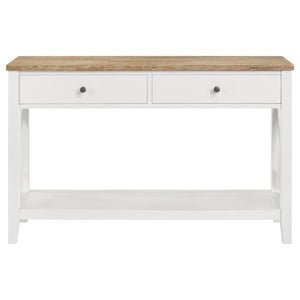 Hollis - 2-Drawer Wood Entryway Console Table - Brown And White