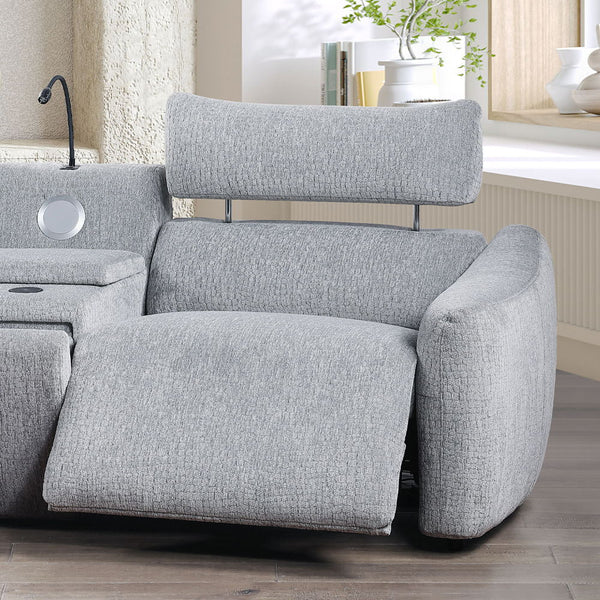 Fullar RAF Modular Power Motion Recliner Light Gray Chenille