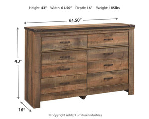 Trinell - Brown Dark - Six Drawer Dresser - 61.34" x 15.98" x 42.99"