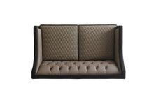 House Beatrice - Loveseat With 3 Pillows - Tan Synthetic Leather , Black Synthetic Leather & Charcoal