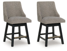 Neymorton - Dark Grayish Brown - Upholstered Swivel Barstool (Set of 2)