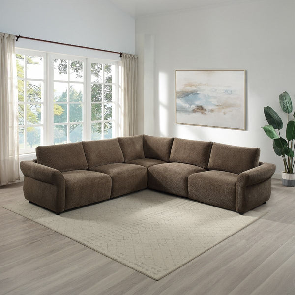 Theodore Modular Right Facing Arm Chair Brown Chenille