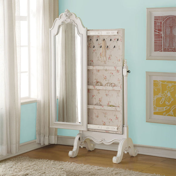 Edalene Jewelry Armoire Pearl White