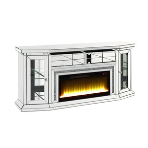 Noralie - 32" TV Stand With Fireplace & LED - Mirrored & Faux Diamonds