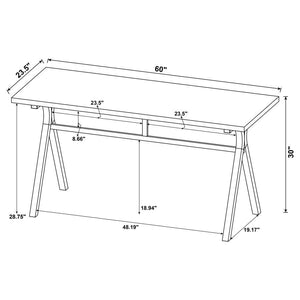 Tatum - Rectangular Writing Desk - Cement And Gunmetal