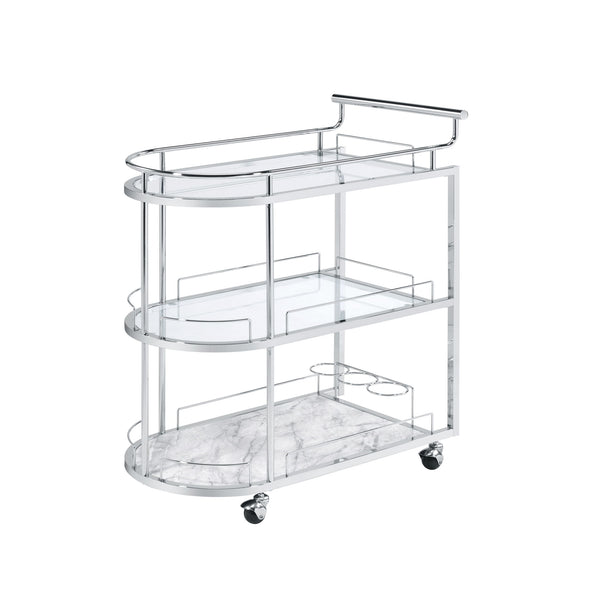 Inyo Serving Cart Clear Glass & Chrome