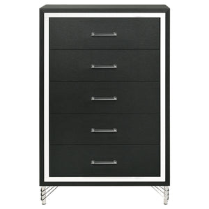 Lucia - 5-Drawer Bedroom Chest Of Drawers - Black