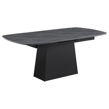 Potero - Faux Marble Extension Leaf Dining Table - Black