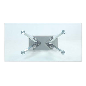Azriel - Dining Table With Pedestal Base - Clear Glass & Mirrored Silver